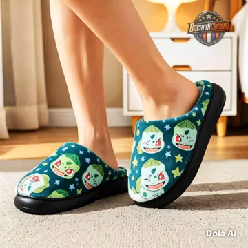 Bulbasaur Slippers - PKM Lovers House Shoes - Manga Indoor Footwear Gamers Gift Slippers Howard