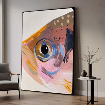 Abstract Fish Eye Canvas Print, Colorful Coastal Wall Art