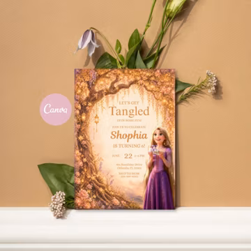Princess 5th Birthday Invitation, Royal Princess Birthday Party Invite, Editable Canva Girl Birthday Template