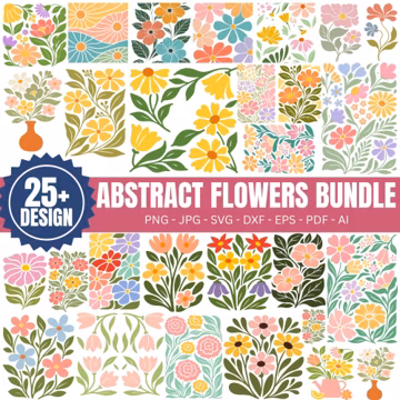 Abstract Flowers SVG Bundle Floral Clipart for Cricut Silhouette PNG SVG Pdf