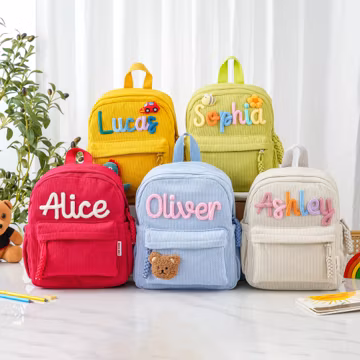 Personalized Toddler Backpack, Custom Name Book Bag for Boys & Girls