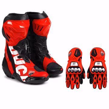 Ducati Corse V6 Air Boots with Matching Racing Gloves