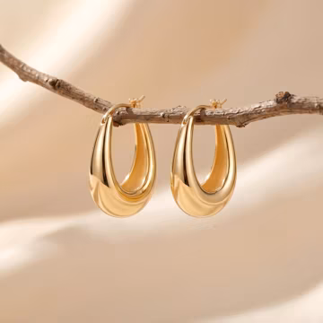18K Gold Filled Geometric U Shape Hoop Earrings, Gold Minimalist Ear Cuffs, Elegant Women Fashion Jewelry, Modern Statement Huggie Earrings