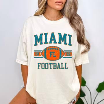Miami Football Vintage T-shirt, Miami Comfort Colors Shirt, Sport Tee