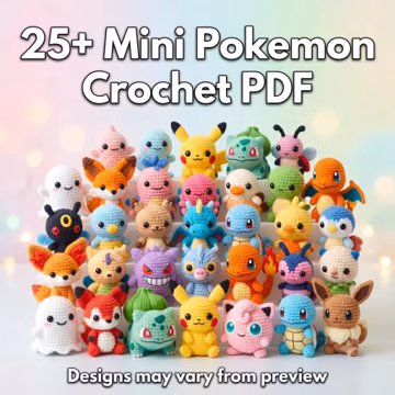 25+ in 1 Mini Pokemon Crochet PDF Pattern Bundle Cute Handmade Amigurumi Inspired Designs Digital Download