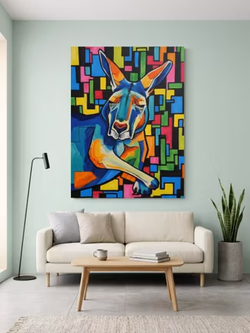 Vibrant Bennett Wallaby Wall Art - Modern Abstract Digital Painting