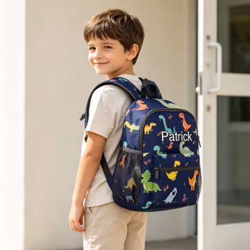 Personalized Dinosaur Toddler Backpack, Kids School Bag,Navy Blue,Dinosaur Lover Gift
