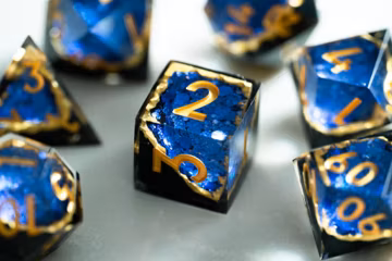 Blue Black Sharp Edge Resin DND Dice Set, Geode Polyhedral Dice, Galaxy Fantasy RPG Dice Gift