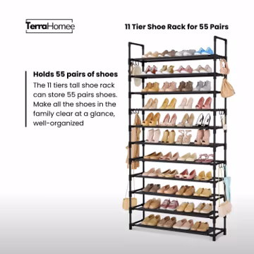 11-Tier Shoe Rack, Metal Organizer for 55 Pairs