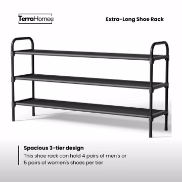 Extra-Long Shoe Rack, 3-Tier Stackable Organizer (39" Wide)