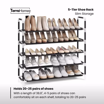 5-Tier Shoe Rack, Slim Metal Frame Storage (38.8")