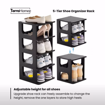 5-Tier Shoe Organizer Rack, Vertical Narrow Storage