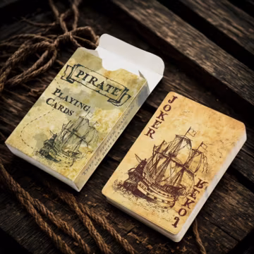 Vintage Pirate Playing Cards, Antique Ship Poker Deck 60x90mm, Unique Card Game Gift