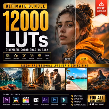 12000+ Cinematic LUTs Bundle | Video Editing Color Grading Presets (intant Download)