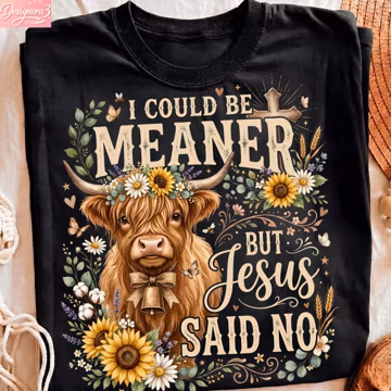 Christian Highland Cow PNG, Sarcastic Faith Shirt Design (Digital Download)