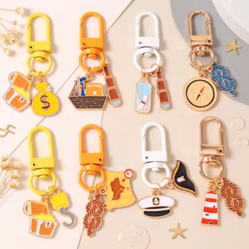 Travel Keychain,Adventure Charm Keyring,Ocean Luggage Charm,Nautical Bag Accessory,Traveler Gift
