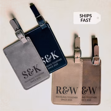 Pair of 2 Personalized Couple's Luggage Tags with Initials: Personalized Luggage Tags for Couple, His and Hers Luggage Tags