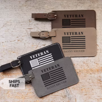 Engraved Personalized Veteran Luggage Tag by Lifetime Creations: Custom Veteran's Day Gifts with USA Flag for Veterans Day Event, Thank You