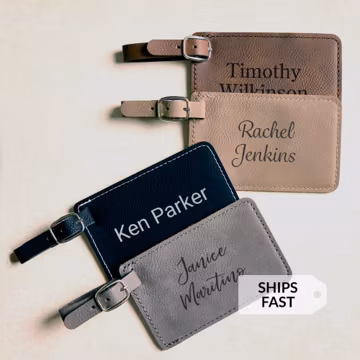 Personalized Luggage Tag by Lifetime Creations: Custom Luggage Tag with Name, Engraved Vegan Leather Bag Tag, Bulk Pricing, Employee Gifts