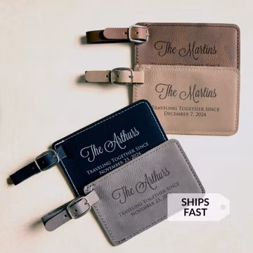 Pair of 2 Personalized Anniversary Luggage Tags: Personalized Anniversary Gift for Couple, Traveling Together Since, Husband Wife