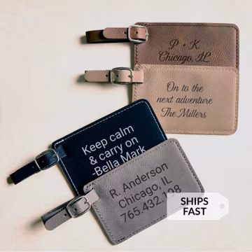 Personalized Luggage Tag by Lifetime Creations: Custom Luggage Tag, Vegan Leather Luggage Tags, Travel Gift, Bulk Luggage Tags
