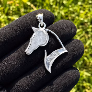 Personalized Horse Head Sterling Silver Pendant, Custom Name Horse Lover Necklace Charm, Engravable 925 Silver Equestrian Memorial Gift