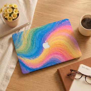 Rainbow Wave MacBook Case Protective Case for MacBook Air 13 15 Inch and MacBook Pro 14 16 M5 M4 M3 2026 New Laptop Cover