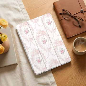 Retro Flower iPad Case with Pencil Holder for iPad Pro 2022/2021, iPad Air 2024 5 4 3 2 1, iPad 10th 9th 8th 7th, iPad Mini 6 5 4