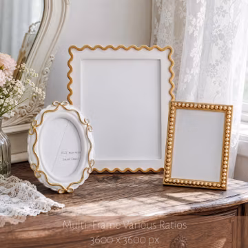 3 Vintage White Gold Frame Mockup Set | PSD Smart Object Mockup | Tabletop Decor | Digital Download