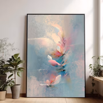 Abstract Floral Canvas Art, Soft Pastel Botanical Painting, Textured Modern Decor