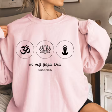Custom Yoga Shirt, Cozy est. Yoga Teacher Crewneck Sweatshirt, Pilates Reformer, Namaste Symbol Sweater, Yin and Yang, Yoga Era since 2026