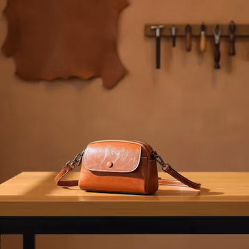Mini Genuine Leather Crossbody Bag for Women – Vintage Cowhide Phone Shoulder Purse, Small Everyday Leather Handbag
