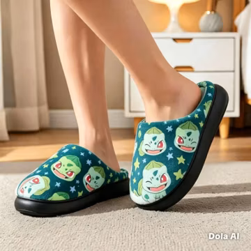 Bulbasaur Slippers - PKM Lovers House Shoes - Manga Indoor Footwear Gamers Gift Slippers Howard