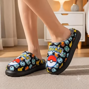 PKM Boys Slippers Boot Slippers Pikachu Bulbasaur Soft Kids Shoes Non Slip
