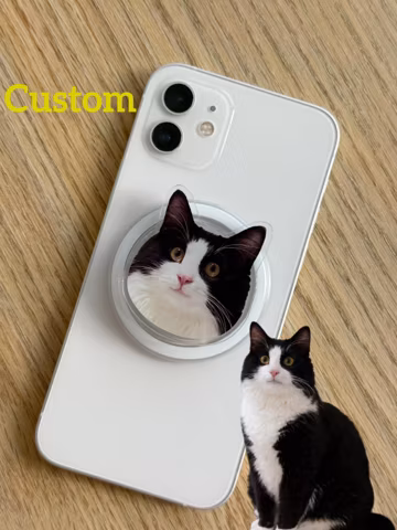 Custom Pet Portrait Phone Grip, Adhesive or Magnetic Stand