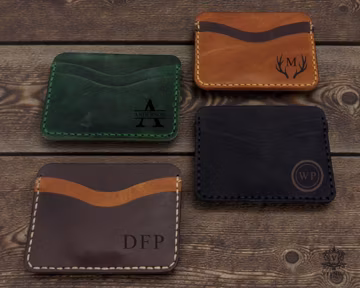 Hand-Stitched Leather Card Wallet, Minimalist Front Pocket Holder, Personalized Genuine Leather