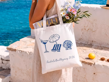 Personalized Beach Bachelorette Tote Bag, Custom Name Bridesmaid Gift, Coastal Bridal Party Bag, Destination Wedding Favor