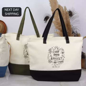 Personalized Camping Tote Bag, Custom Nature Lover Canvas, Adventure Camp Theme, Outdoor Travel Gift