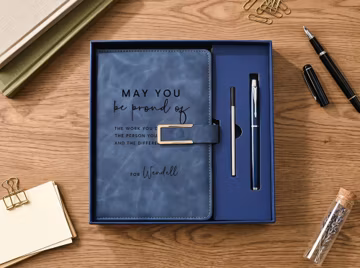 For Him/Her Personalized Inspirational Quote Leather Journal, Custom Name Notebook, Graduation & Retirement Gift For Friends