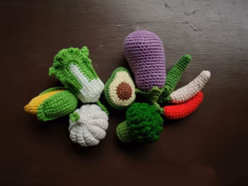 Amigurumi Crochet Food and Vegetables Set: Baby Sensory Montessori Toy
