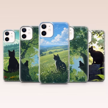 Black Cat Phone Case Nature Cat Cover for iPhone 17Pro, 16, 15, 14, 13, 12, Samsung S26, S25, S24, S23Fe, A16, A56, Pixel 10, 9Pro