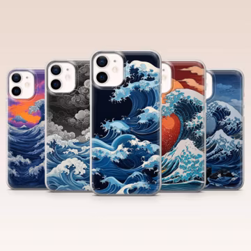 Japanese Wave Phone Case Japanese Aesthetic Cover for iPhone 17Pro, 16, 15, 14, 13, 12, Samsung S26, S25, S24, S23, A16, A56, Pixel 10, 9Pro
