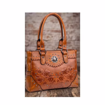 Western Embossed Tote Bag, Concho Studded Leather Purse, Vintage Top Handle Satchel, Southwestern Shoulder Handbag,Chic Bag, Gift Women