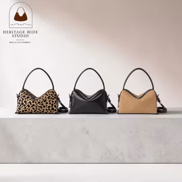 Leopard Pony Hair Shoulder Bag, Leather Crossbody Purse, Women's Underarm Handbag