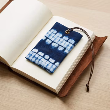 Plant Dyed Indigo Fabric Bookmark Card Holder | Handmade Book Lovers Gift