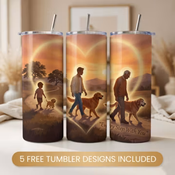 Dog Lover Tumbler Wrap 20oz Skinny Tumbler Design, Every Step With You Sublimation PNG, Pet Memory Gift Cup Wrap