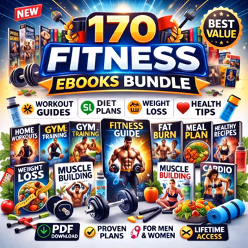 170+ Fitness Ebooks Bundle, PLR MRR Resell Rights, Weight Loss, Nutrition, Exercise, Health, Wellness, Guides, Diet Plans, Home Workouts