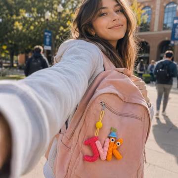 Personalized Character Letter Bag Charm, Custom Crochet Alphabet Keychain for Backpacks, Unique Back to School Gift, Cute 3D Initial Decor