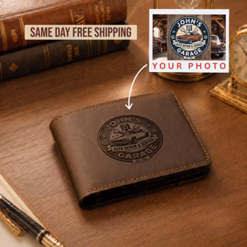 Personalized Company Logo Leather Wallet, Business Logo, School Logo Anniversary Handwriting Wallet Custom Photo Gift, Gift for Him