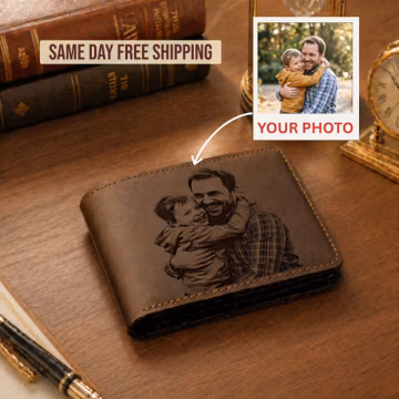 Personalized Father's Day Gift, Anniversary Gift for Him, Handwriting Wallet Custom Photo Wallet, Gift for Husband, Gift for Him, Men, Dad